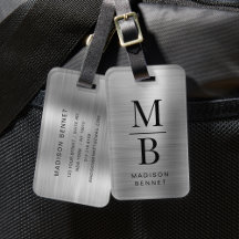 Elegant monogram silver borstad metallisk