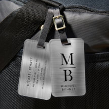 Elegant Monogram Silver Borstad Metallisk
