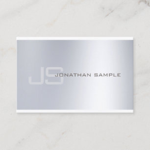 Elegant Monogram Silver ser minimalistisk ut Visitkort