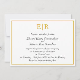 Elegant Monogram Simple Guld Bröllop Inbjudningar