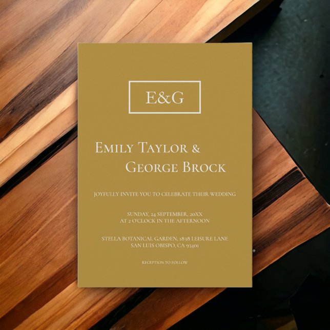 Elegant Monogram Simple Modern Classic Bröllop Inbjudningar (Skapare uppladdad)