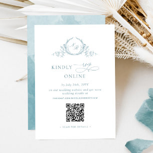 Elegant Monogram Sjöglas svar online QR-kod Tilläggskort