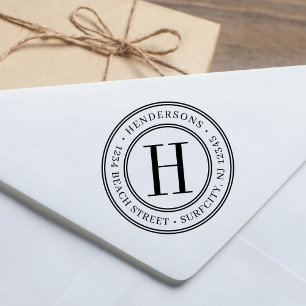 Elegant Monogram Skapa din egen Returadress Självfärgande Stämpel
