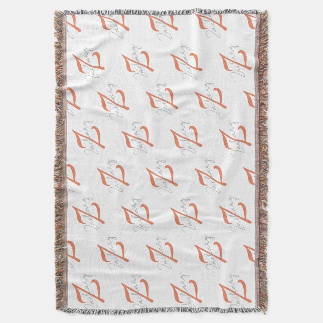Elegant monogram-skrift namnmönster kastfilt filt (Framsidan Vertikal)