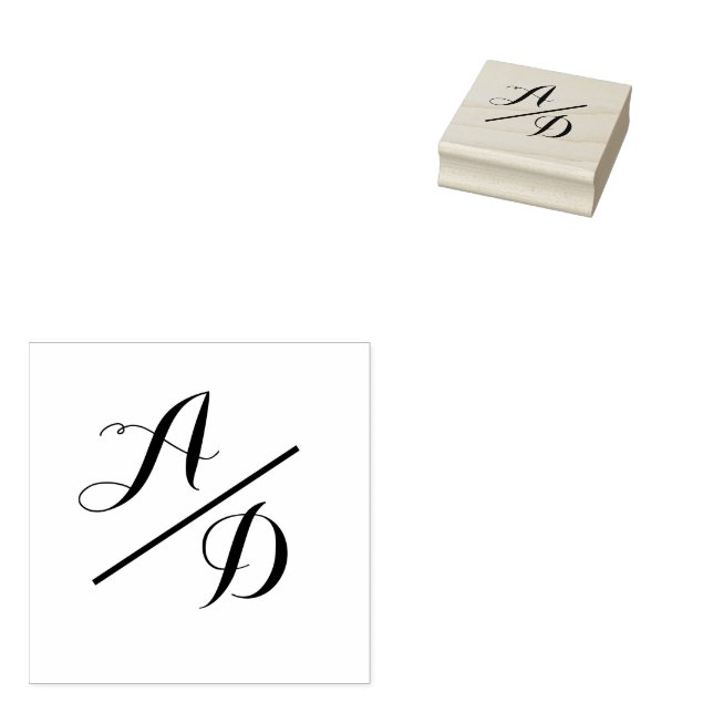 Elegant Monogram skript Bride Groom Bröllop Stämpel (Stämplad)
