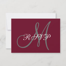 Elegant Monogram-skript Burgundy Grått Bröllop OSA Kort