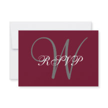 Elegant Monogram-skript Burgundy Grått Bröllop OSA