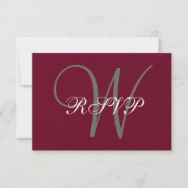 Elegant Monogram-skript Burgundy Grått Bröllop OSA Kort