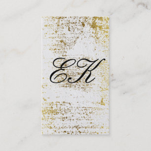 Elegant Monogram skript Guld Grunge White Struktur Visitkort