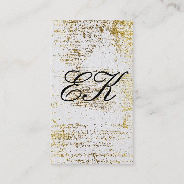 Elegant Monogram skript Guld Grunge White Struktur Visitkort (Framsida)