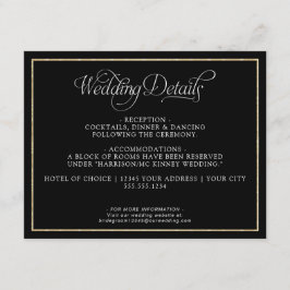 Elegant monogram skript guld svarta brölljpsdetalj tilläggskort