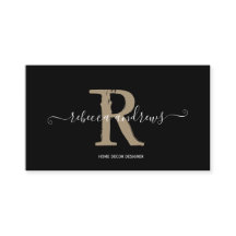 Elegant Monogram skript Namn Initial Black