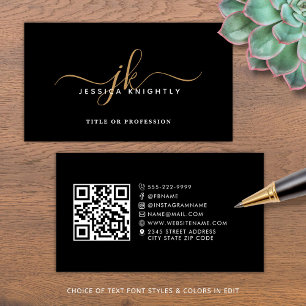 Elegant Monogram skript QR-kod Social Media Visitkort