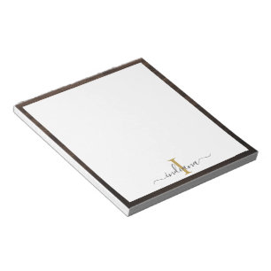 Elegant Monogram skript Rustic Wood-look Anteckningsblock