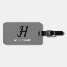 Elegant Monogram Skriptmodern Grått Black Add Namn