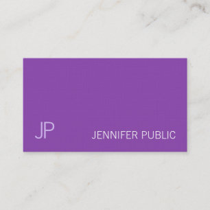 Elegant Monogram Sleek Plain Lila Violet Luxury Visitkort