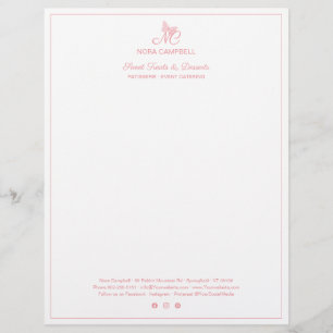 Elegant Monogram Social Media Peach Rosa Gräns Brevhuvud