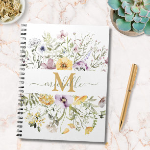 Elegant Monogram Sommar Ängsblomma Blommig Anteckningsbok