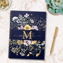 Elegant Monogram Sommar Vildblomma Äng Blommig