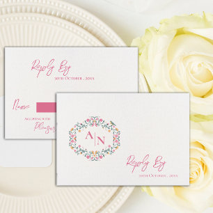 Elegant Monogram Söt Intricate Blommigt Bröllop OSA Kort