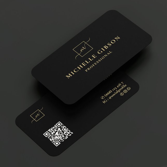 Elegant Monogram Square Logotyp Professionell Blac Visitkort (Skapare uppladdad)