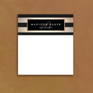 Elegant Monogram stripe Black och Guld Anteckningsblock