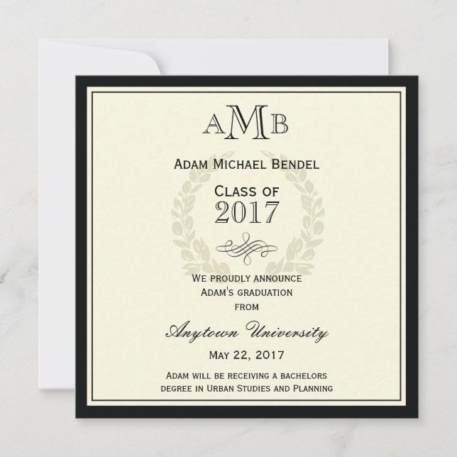 Elegant Monogram Studenten meddelande (Framsida)
