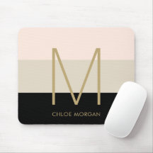 Elegant monogram svart beige rosa
