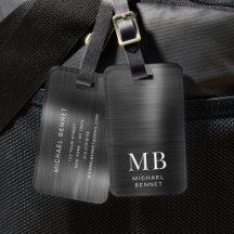 Elegant Monogram Svart Borstad Metallisk