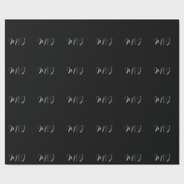 Elegant Monogram Svart Bröllopspresentpapper  Presentpapper (Seam)