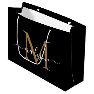 Elegant Monogram Svart Guld Elegant Skript Namn