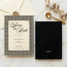 Elegant Monogram Svart Kräm Schackbräde