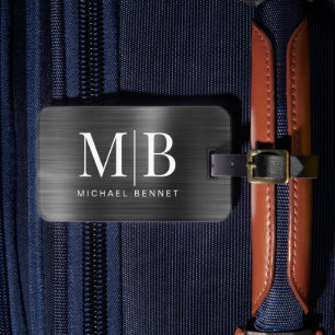 Elegant Monogram svart metall Bagagebricka