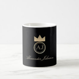 Elegant monogram svart och guld kaffemugg