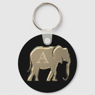 Elegant Monogram Svart och Guld Nyckelring
