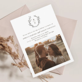 Elegant monogram svart och vit formell bröllopsfes inbjudningar