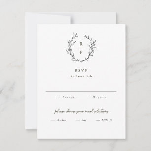 Elegant monogram svart och vit formell bröllopsfes OSA kort