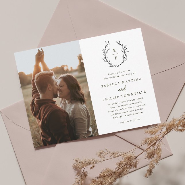 Elegant Monogram svart och vit formsak Bröllop Inbjudningar (Skapare uppladdad)