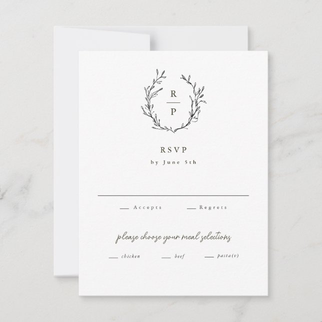 Elegant Monogram svart och vit formsak Bröllop OSA Kort (Framsida)