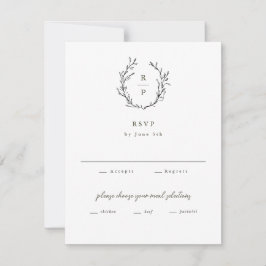 Elegant Monogram svart och vit formsak Bröllop OSA Kort