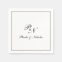 Elegant Monogram svart och vit formsak Bröllop Pappersservett