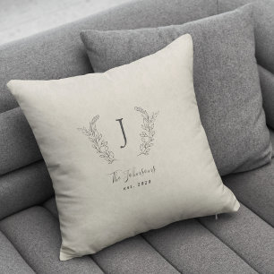 Elegant monogram svart och vit namn kudde