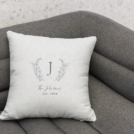 Elegant monogram svart och vit namn kudde