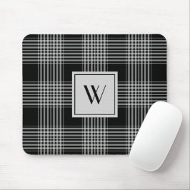 Elegant monogram svart och vit rutig mönster musmatta