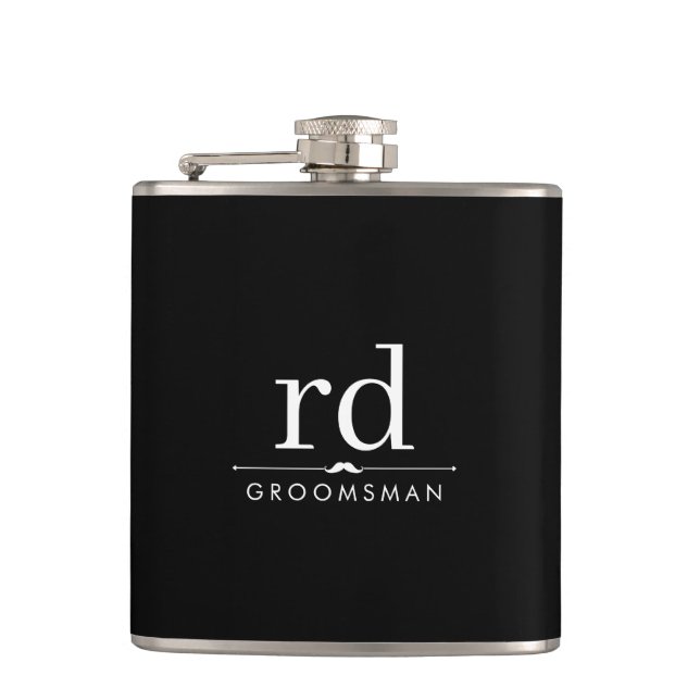 Elegant Monogram Svart och Vitt Bröllopspresent ti Fickplunta (Framsidan)