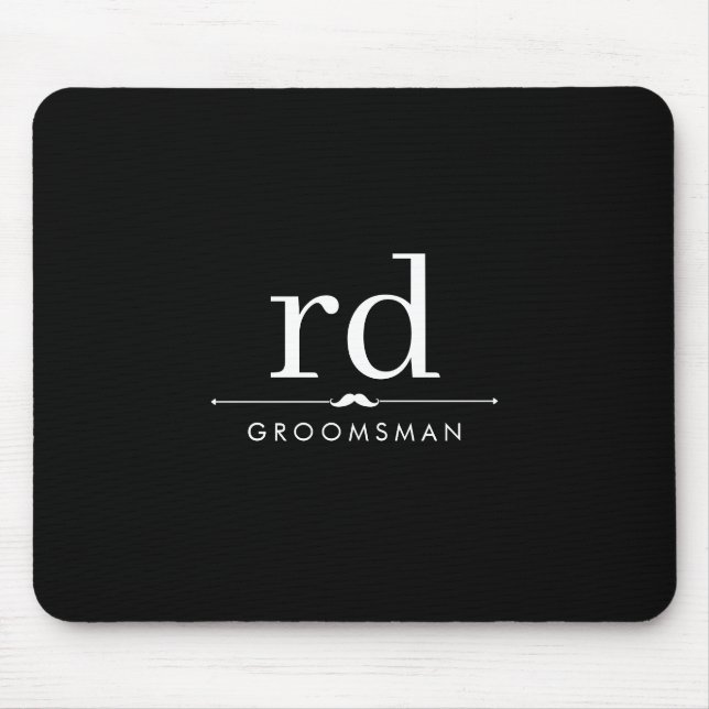 Elegant Monogram Svart och Vitt Bröllopspresent ti Musmatta (Framsidan)