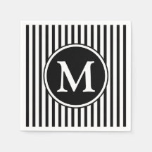 Elegant Monogram Svarta Och Vita Ränder