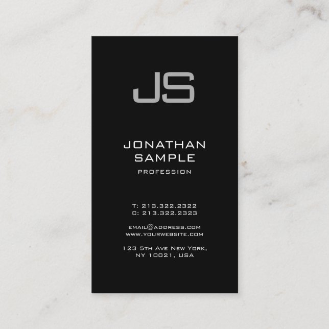 Elegant Monogram svartvit minimalistisk slapp Visitkort (Framsida)