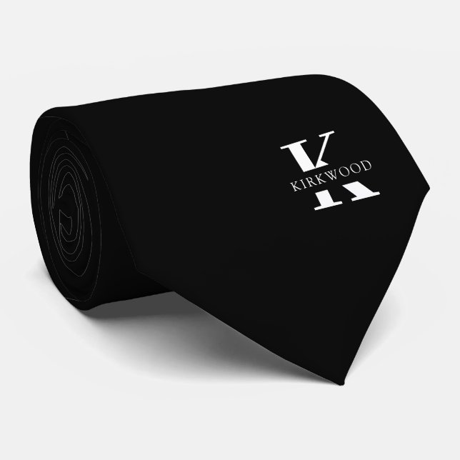 Elegant Monogram | Svartvit Slips (Rullad)