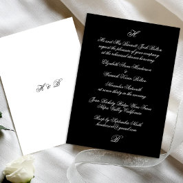 Elegant Monogram svartvitt - repetitionsmiddag Inbjudningar